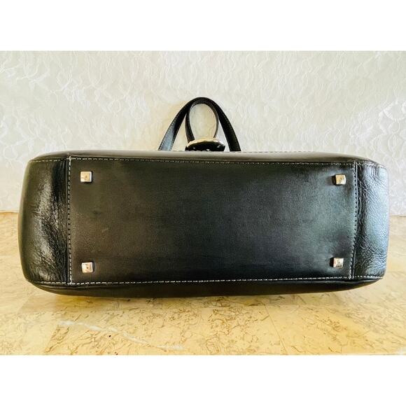 ETIENNE AIGNER black classic smooth shinny leather shoulder bag tote - Picture 6 of 9